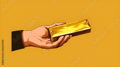 hand holding a gold bar