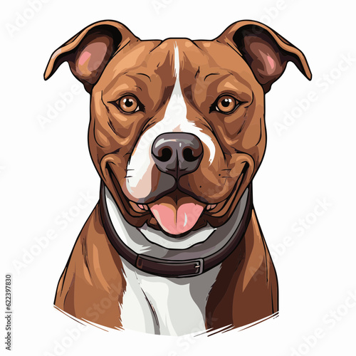 simple cartoon clipart pitbull dog white background