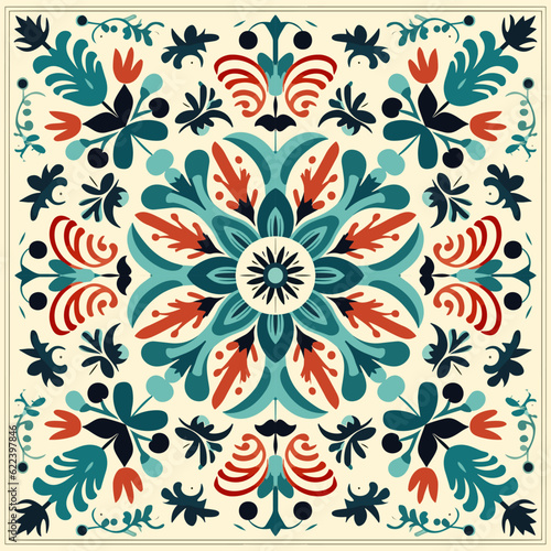 Ethnic floral pattern traditional folk old ancient antique tribal ethnic. Ornate elegant luxury background symmetrical.