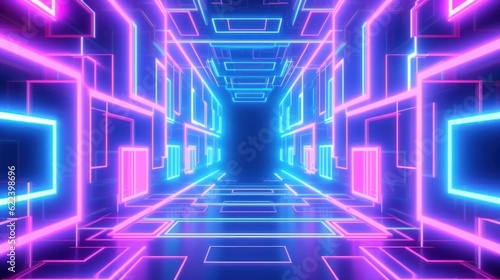 abstract cyber-punk high-tech fantasy background with digital geometry, ai tools generated image