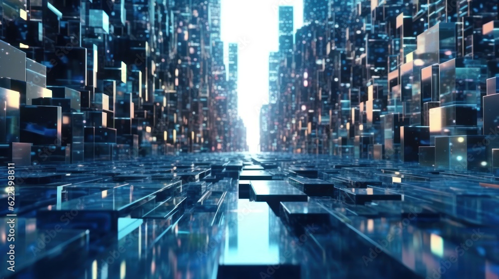 abstract digital background with multicolored virtual city, ai generated image abstract digital background with multicolored virtual city, ai generated image