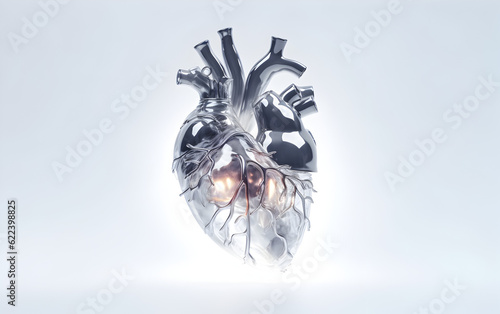 silver 3d human heart