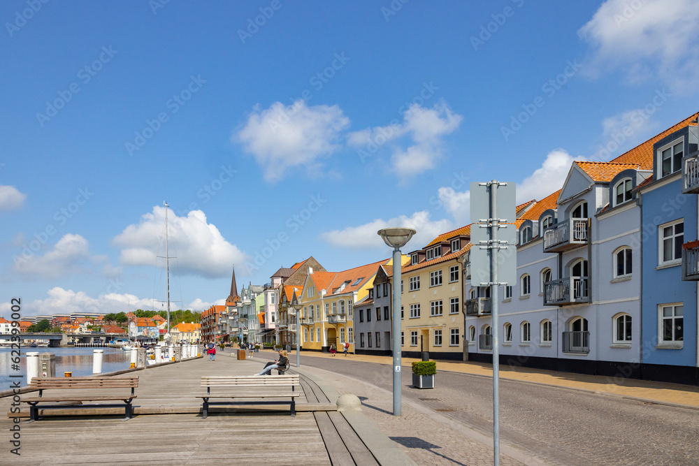Walking in Sønderborg's streets, Sønderborg (German: Sonderburg), Southern Jutland: Synneborre) is a Danish city located on both sides of Als Sund,Denmark