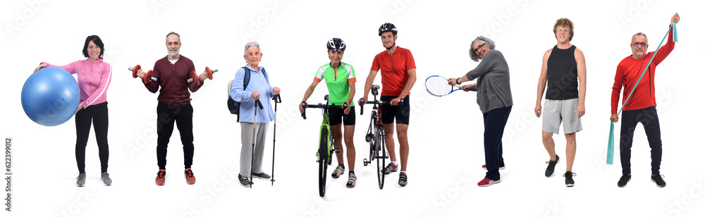 group of people practicing exercise on white background group of people practicing exercise on white background