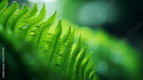 Green fern leaf banner background