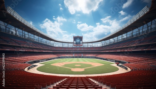 Baseball stadium seen from the inside, Generative AI 
