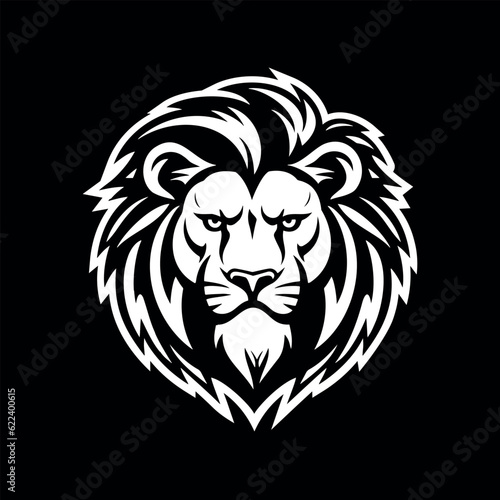 Lion head front view on black background illustration. logo design option © дима селиванов