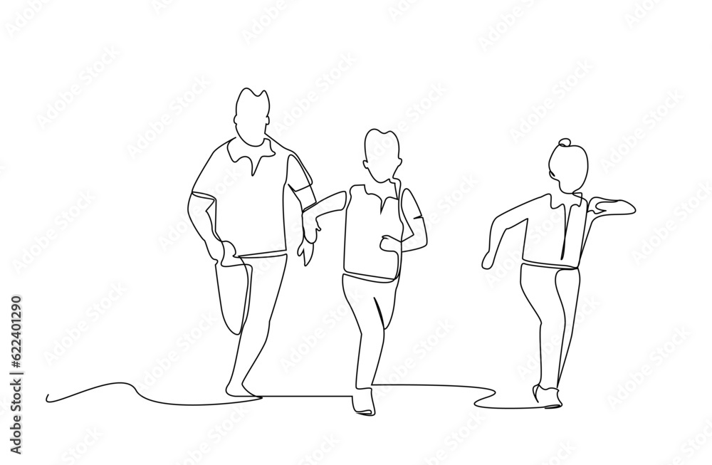 family mom dad little teenage kids running outside in the park having fun happy moments line art family mom dad little teenage kids running outside in the park having fun happy moments line art