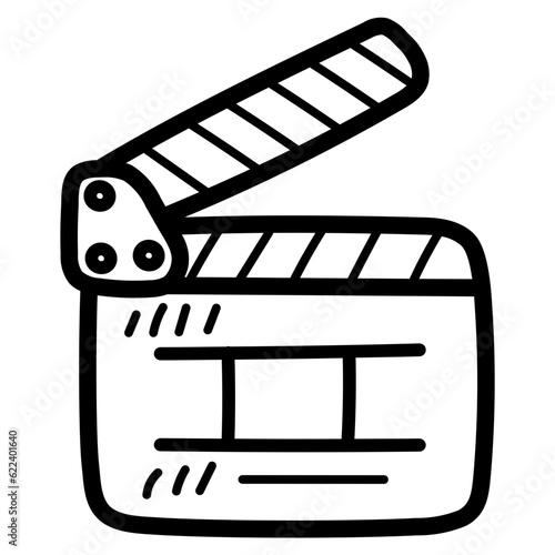 clapperboard line icon style