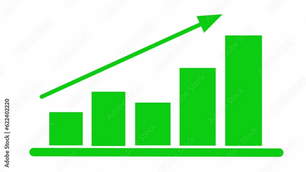 Animation of a statistical curve with rising signs showing targets and profits Animation of a statistical curve with rising signs showing targets and profits