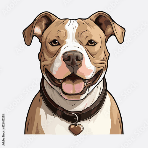 simple cartoon clipart pitbull dog white background