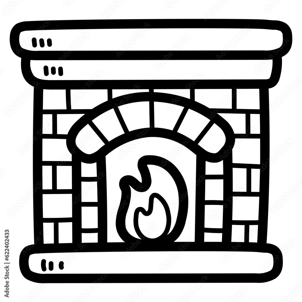 fireplace line icon style fireplace line icon style
