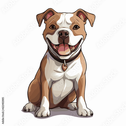 simple cartoon clipart pitbull dog white background