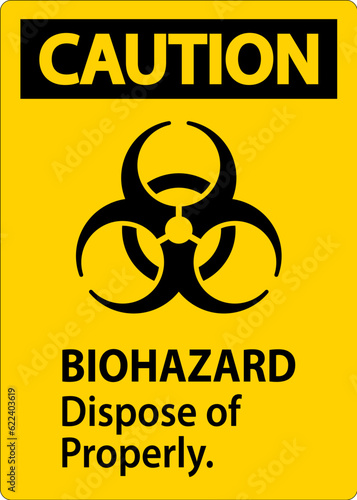 Biohazard Caution Label Biohazard Dispose Of Properly