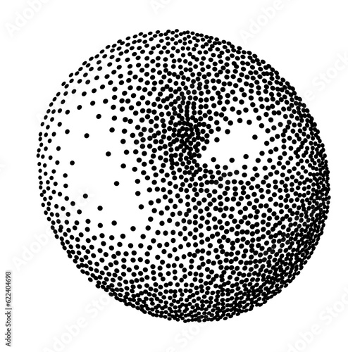 Stipple torus 3d concept. Geometric dotwork isolated.