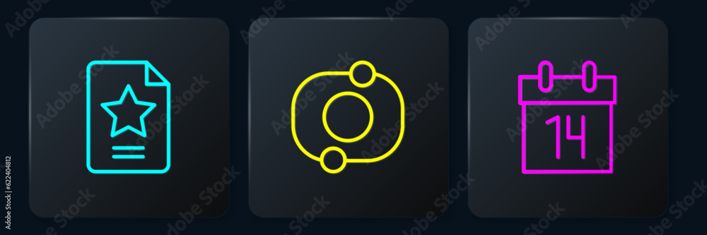Set line Star constellation zodiac, Calendar and Solar system. Black square button. Vector Set line Star constellation zodiac, Calendar and Solar system. Black square button. Vector