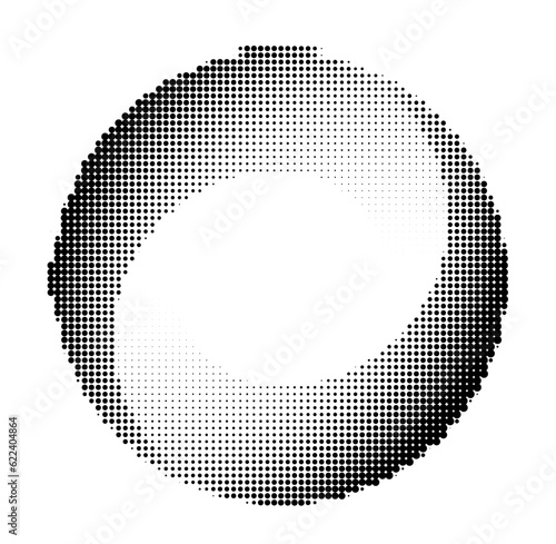 Stipple swirl circle. Halftone gradient vortex
