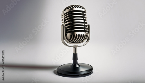 Professional classic microphone on light background