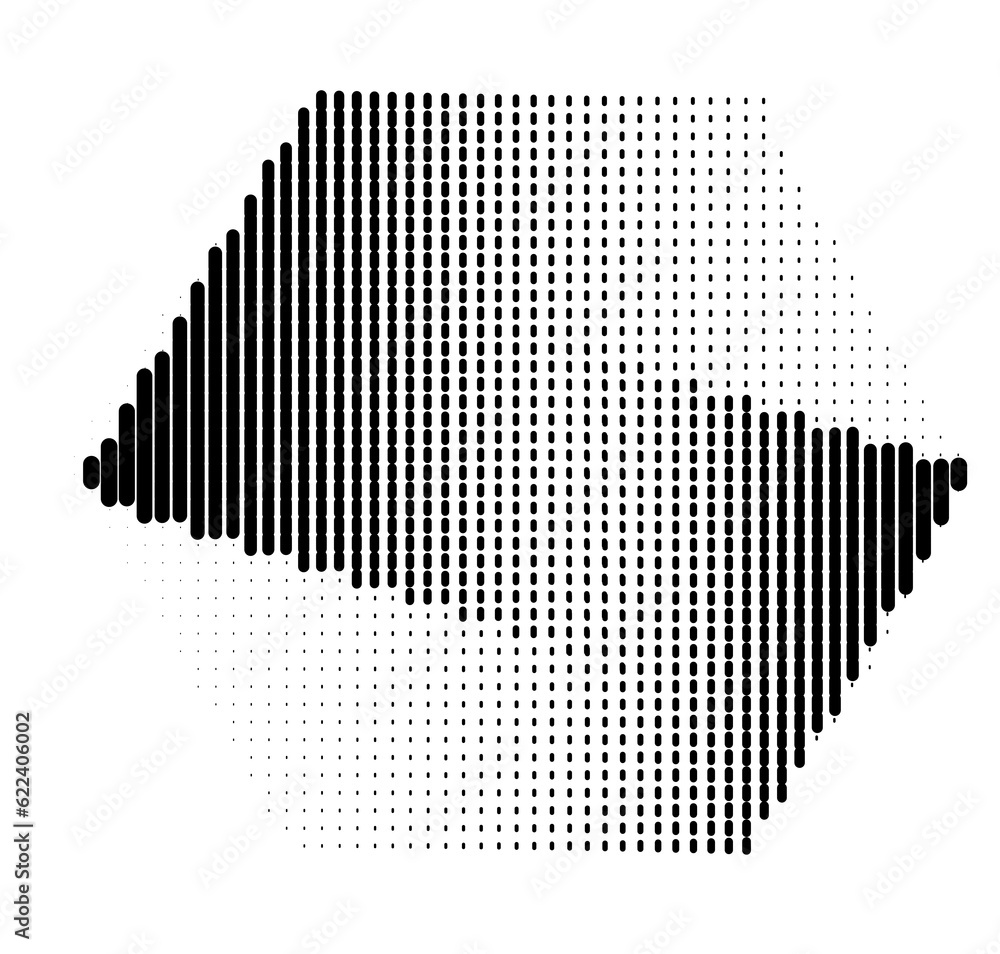 Halftone gradient hexagon vector.