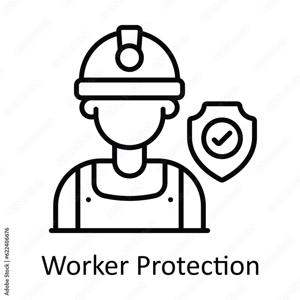 Worker Protection Outline Icon Design illustration. Smart Industries Symbol on White background EPS 10 File Worker Protection Outline Icon Design illustration. Smart Industries Symbol on White background EPS 10 File