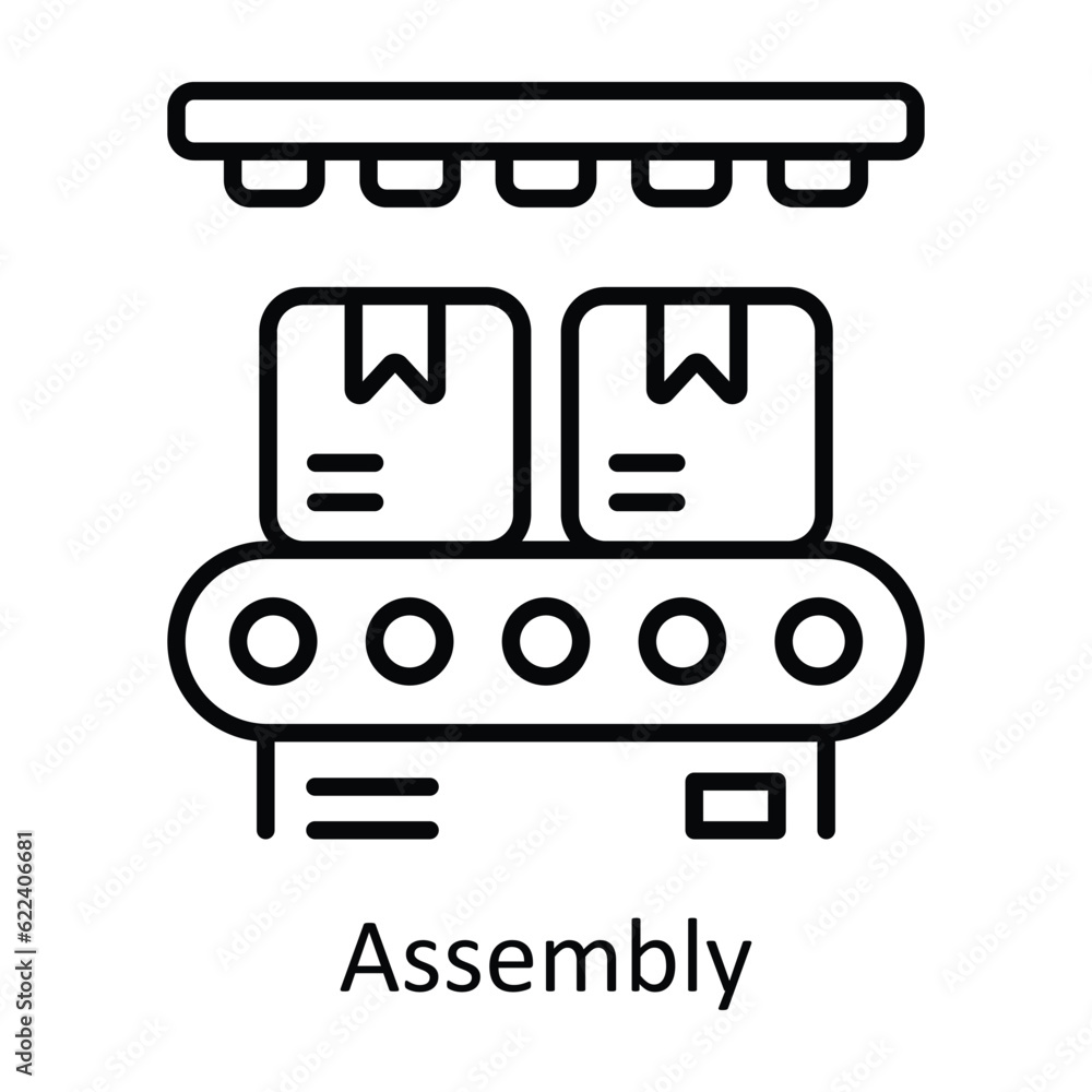 Assembly Outline Icon Design illustration. Smart Industries Symbol on White background EPS 10 File Assembly Outline Icon Design illustration. Smart Industries Symbol on White background EPS 10 File
