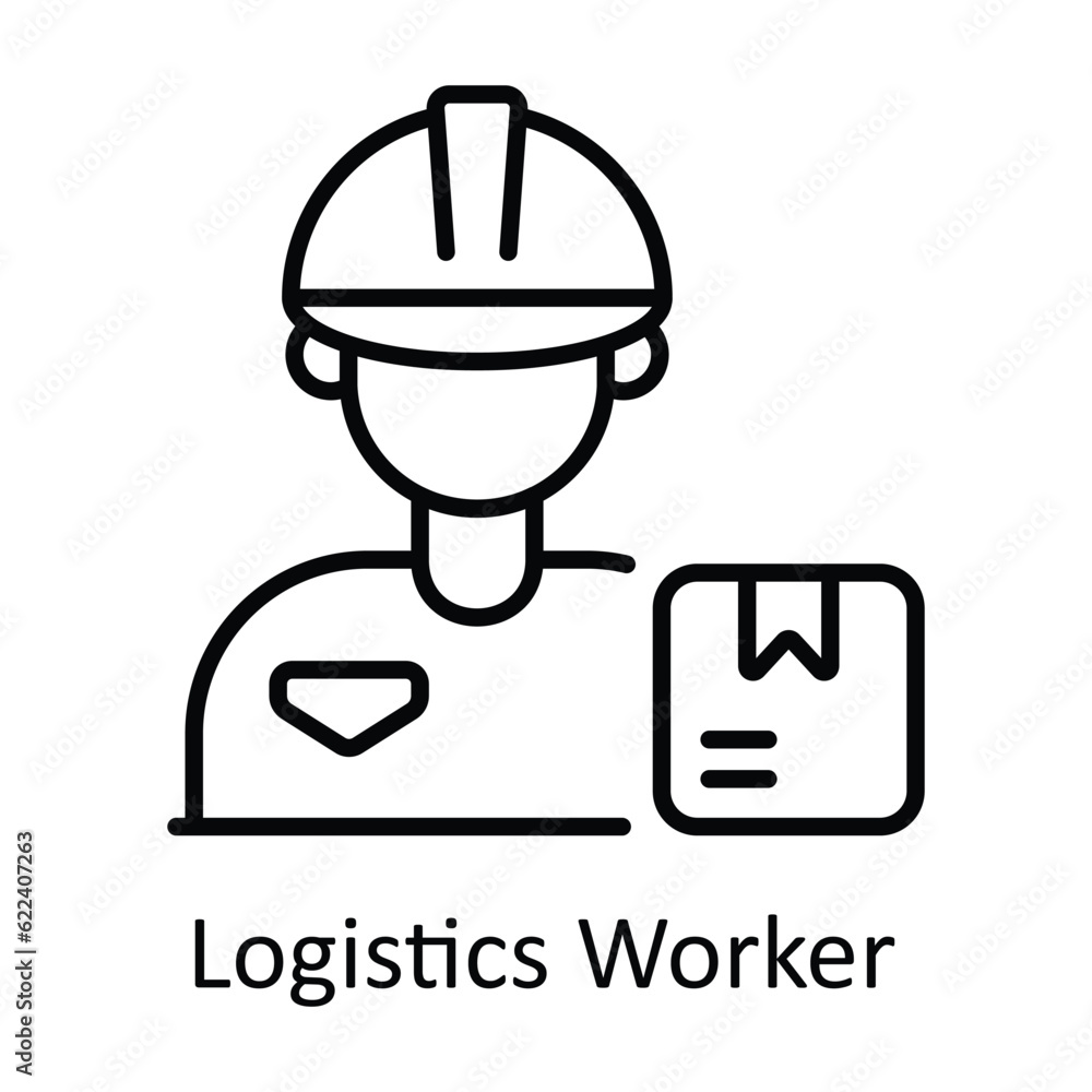 Logistics Worker Outline Icon Design illustration. Smart Industries Symbol on White background EPS 10 File Logistics Worker Outline Icon Design illustration. Smart Industries Symbol on White background EPS 10 File