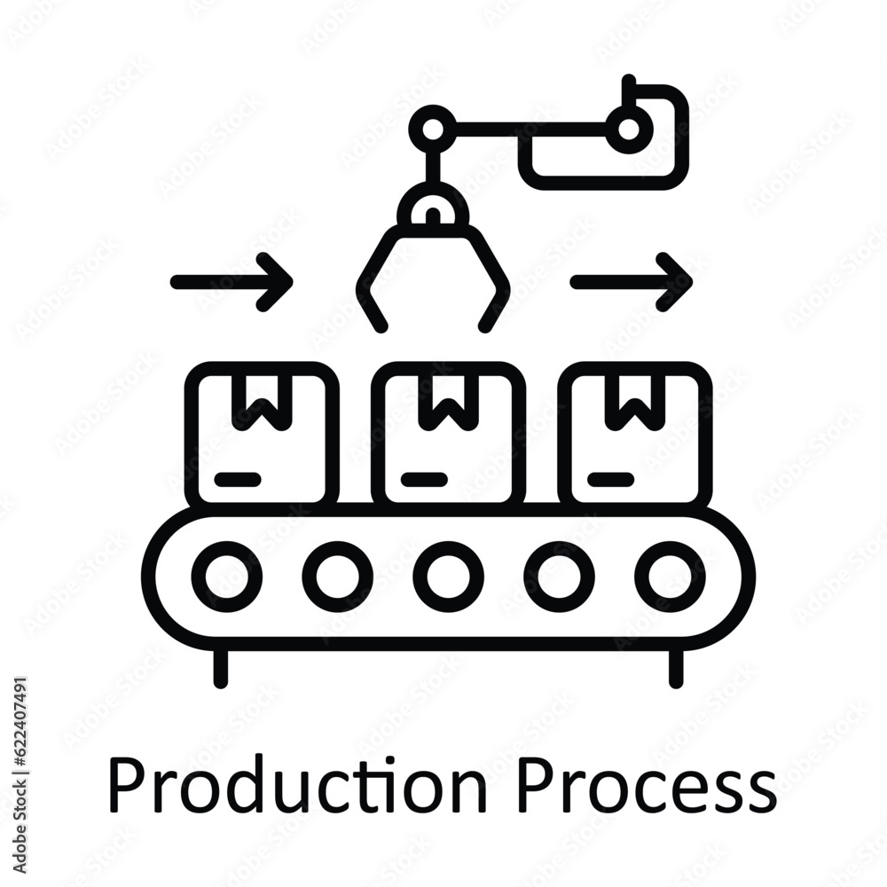 Production Process Outline Icon Design illustration. Smart Industries Symbol on White background EPS 10 File