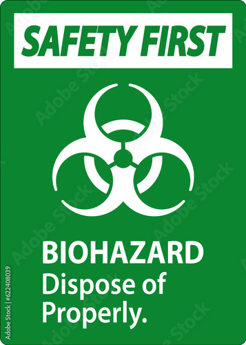 Biohazard Safety First Label Biohazard Dispose Of Properly
