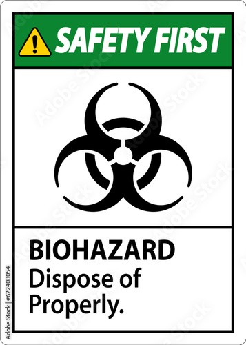 Biohazard Safety First Label Biohazard Dispose Of Properly