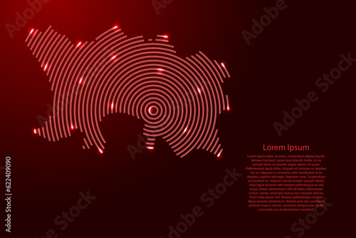 Jersey map from futuristic concentric red circles and glowing stars for banner, poster, greeting card