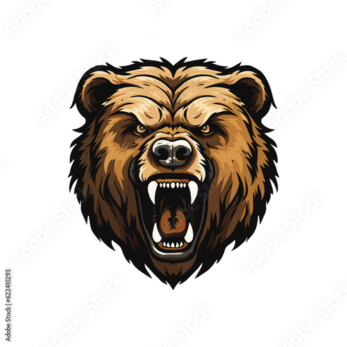 Grizzly Brown bear mascot logo, Esport gaming team mascot logo, animal mascot isolated on white background, bear logo png, bear mascot for club or team sign