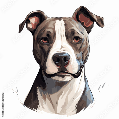 simple cartoon clipart pitbull dog white background