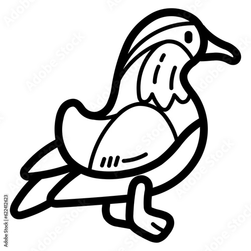 mandarin duck line icon style
