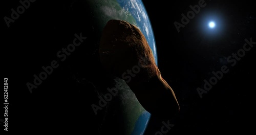 Toutatis asteroid orbiting near of earth planet photo