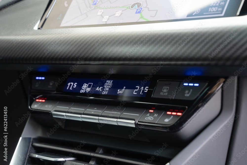 close up of control panel of a car