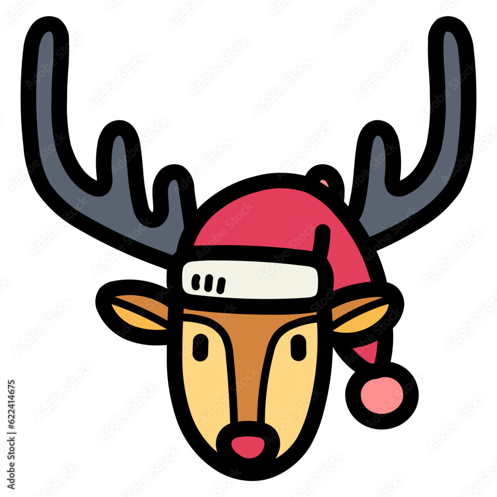 reindeer filled outline icon style reindeer filled outline icon style
