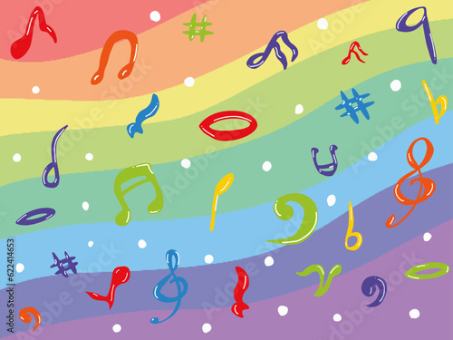 rainbow musical notes