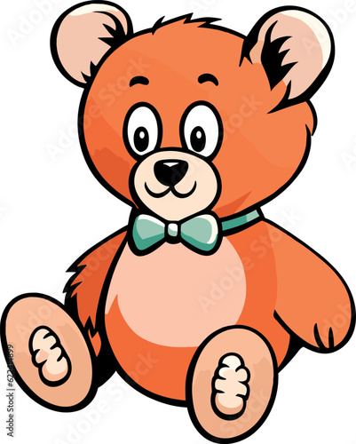 Cute cartoon teddy bear on white background. Vector EPS-10