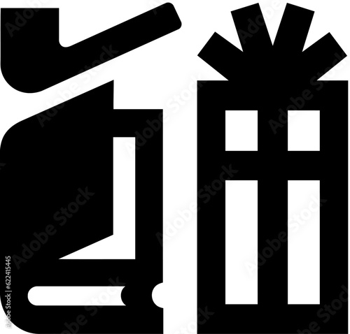 Vector illustration of an international airport symbol for shops. Black and white AIGA sign for shopping area at airport.