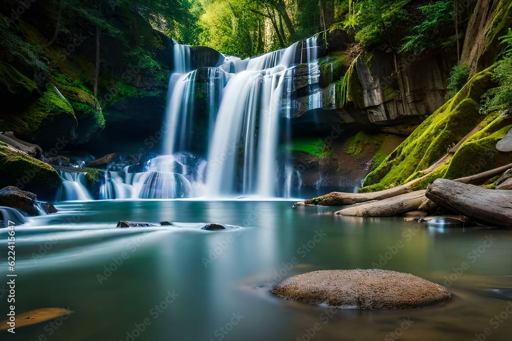 waterfall landscape. AI-Generated waterfall landscape. AI-Generated