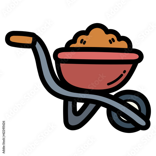wheelbarrow filled outline icon style