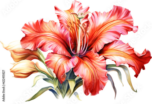 watercolor lily flower on transparent background