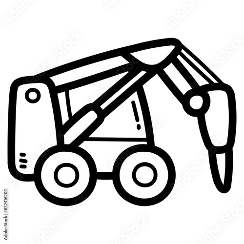 hydraulic jackhammer line icon style