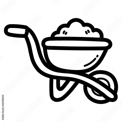 wheelbarrow line icon style