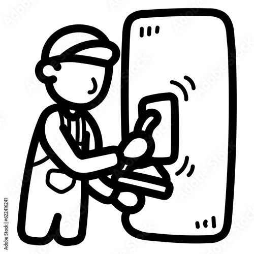 plasterer line icon style