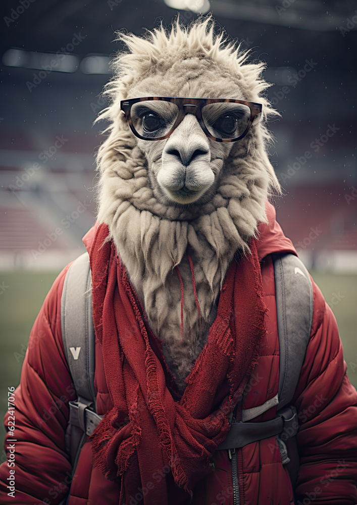 A Portrait of an Alpaca at the Football-Generative AI