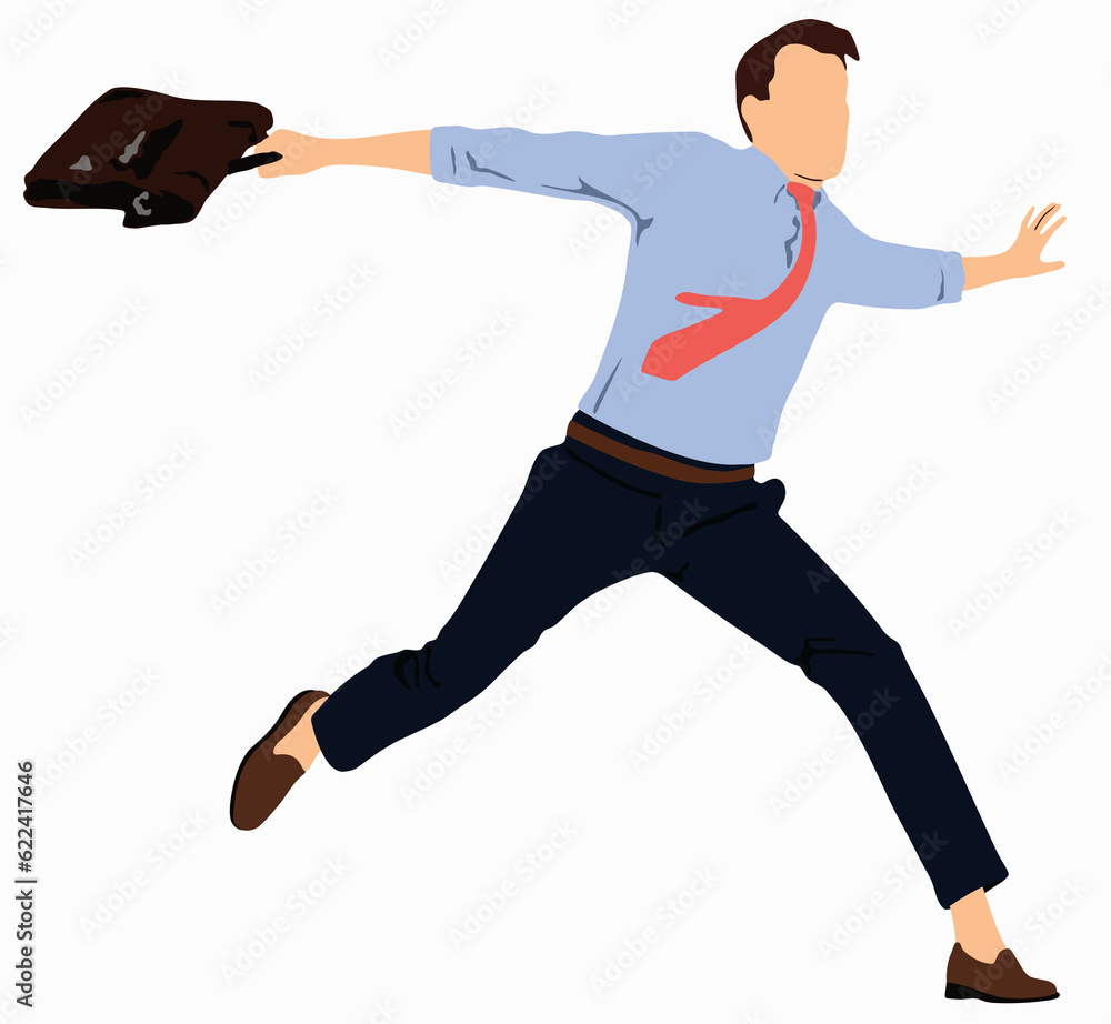 Businessman running with briefcase.