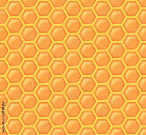 Yellow, orange beehive background. Honeycomb, bees hive cells pattern. Bee honey shapes. Vector geometric seamless texture symbol. Hexagon, hexagonal, mosaic cell sign or icon. Gradation color.