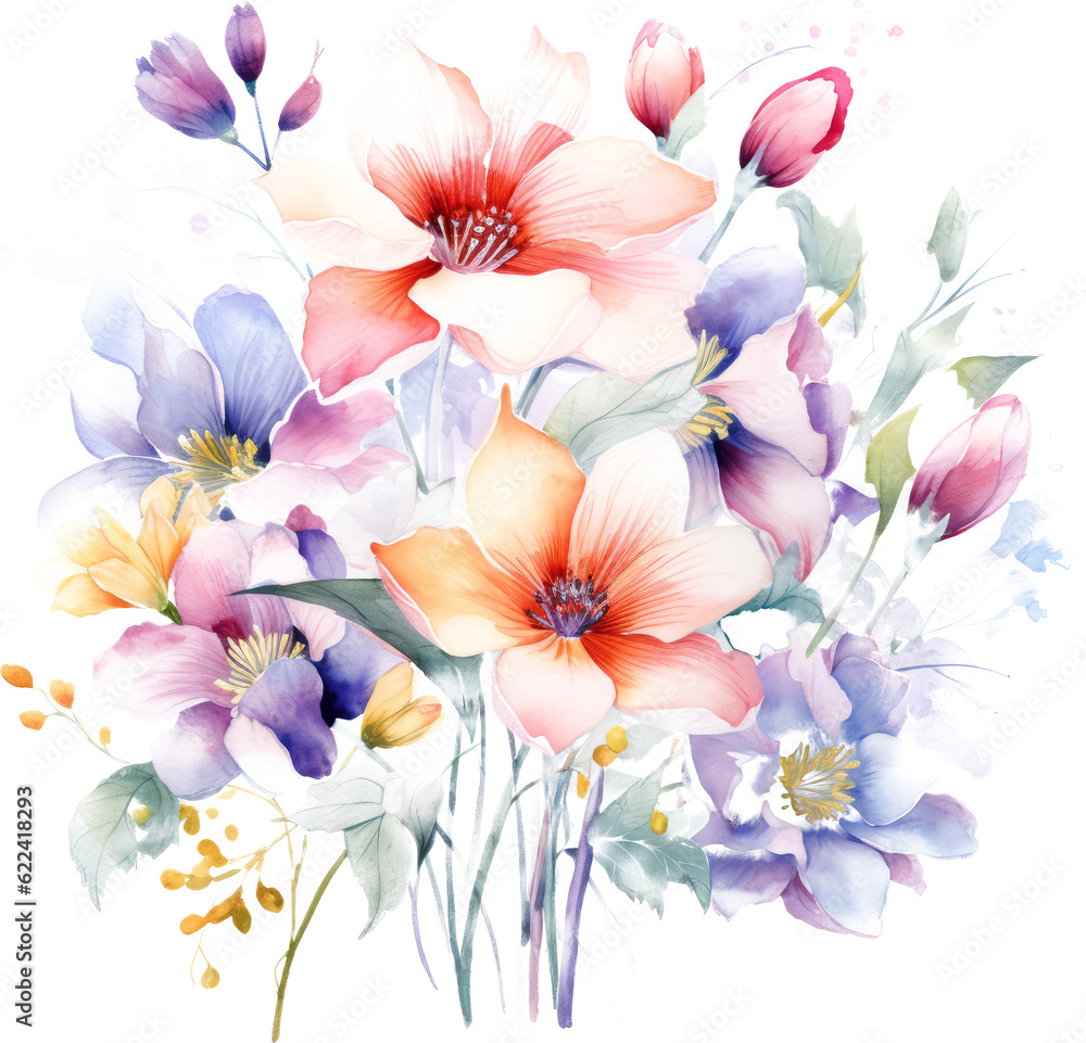 flower bouquet watercolor isolated