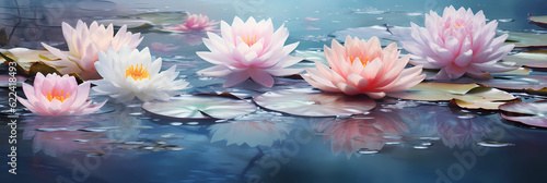 Zen Flowers on water in widescreen